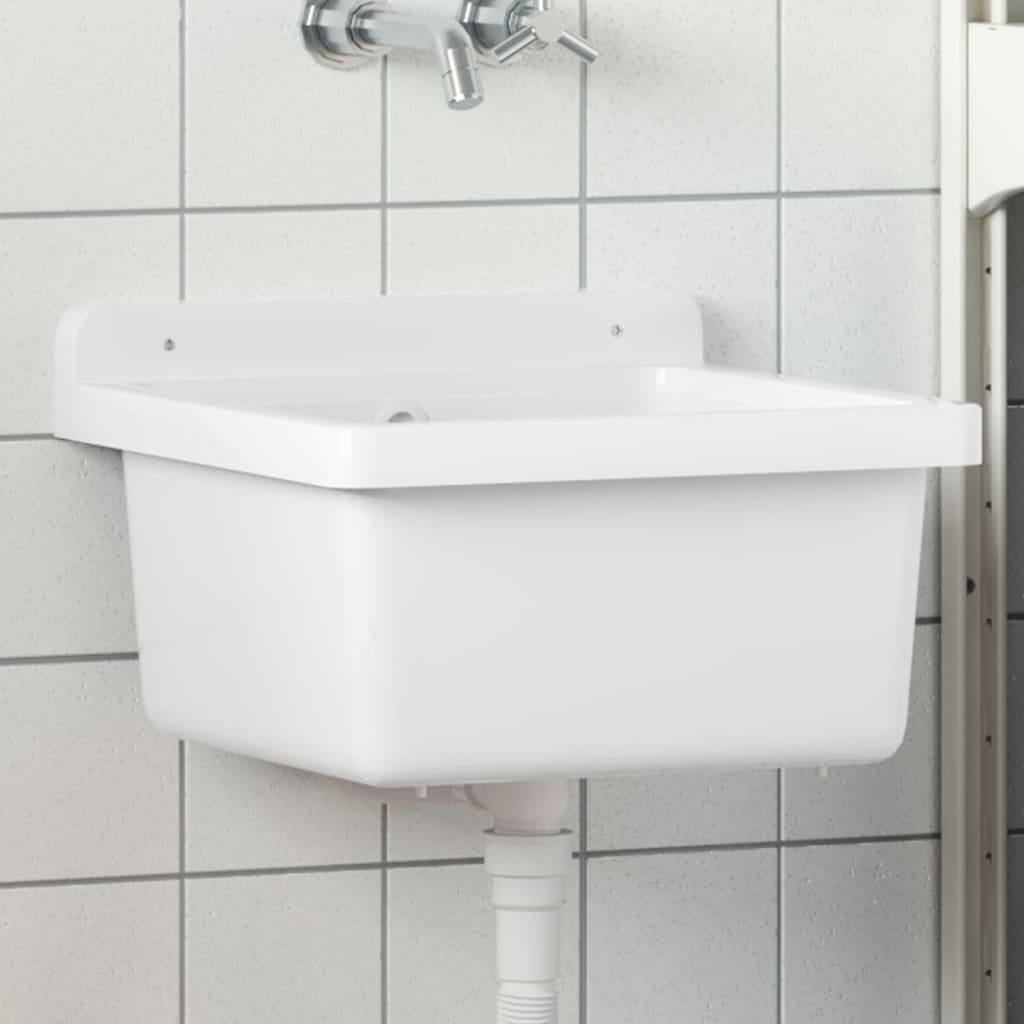 Sink Washbasin for Wall Mounting White 40x40x24 cm Resin - Charlotte Dunes