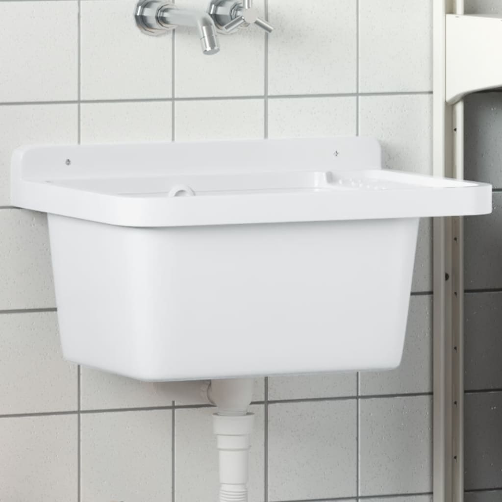 Sink Washbasin for Wall Mounting White 50x35x24 cm Resin - Charlotte Dunes