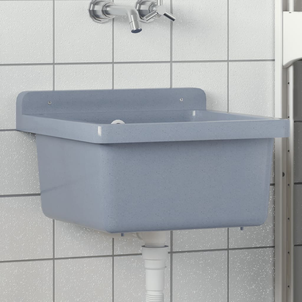 Sink Washbasin for Wall Mounting Grey 40x40x24 cm Resin - Charlotte Dunes