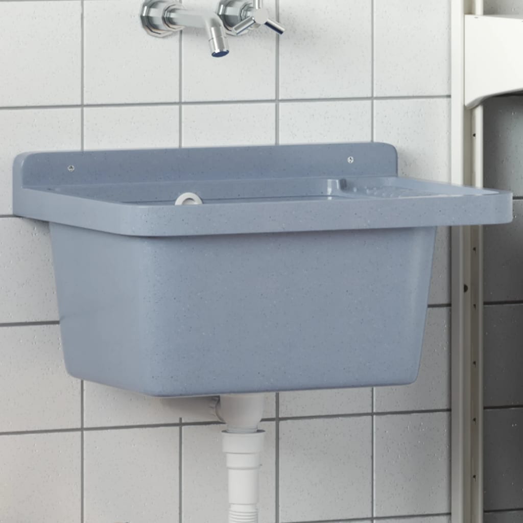 Sink Washbasin for Wall Mounting Grey 50x35x24 cm Resin - Charlotte Dunes