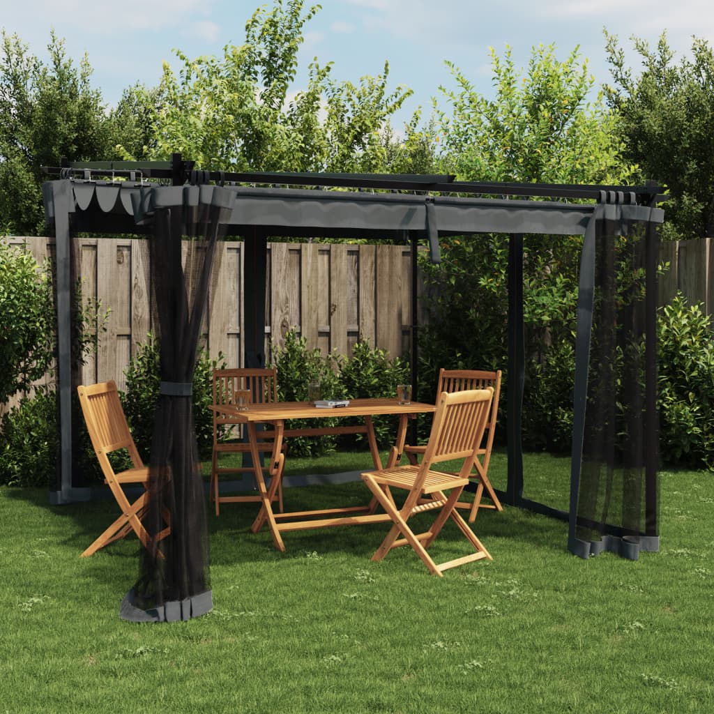 Gazebo with Mesh Walls Anthracite 3x3 m Steel - Charlotte Dunes