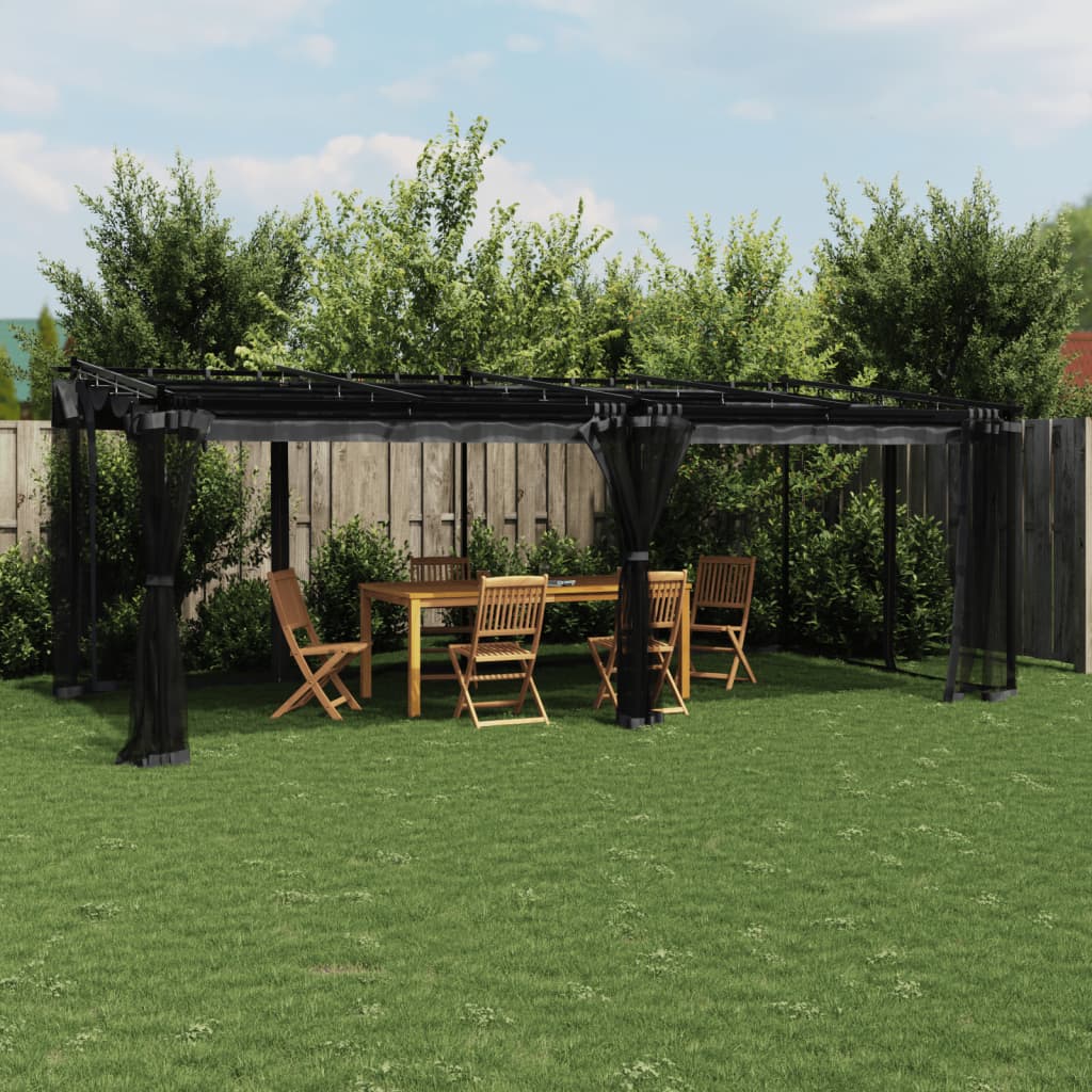 Gazebo with Mesh Walls Anthracite 6x3 m Steel - Charlotte Dunes