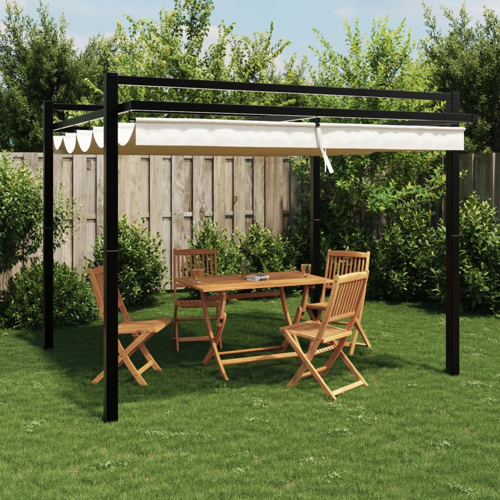 Garden Gazebo with Retractable Roof Cream 3x3 m Aluminium - Charlotte Dunes
