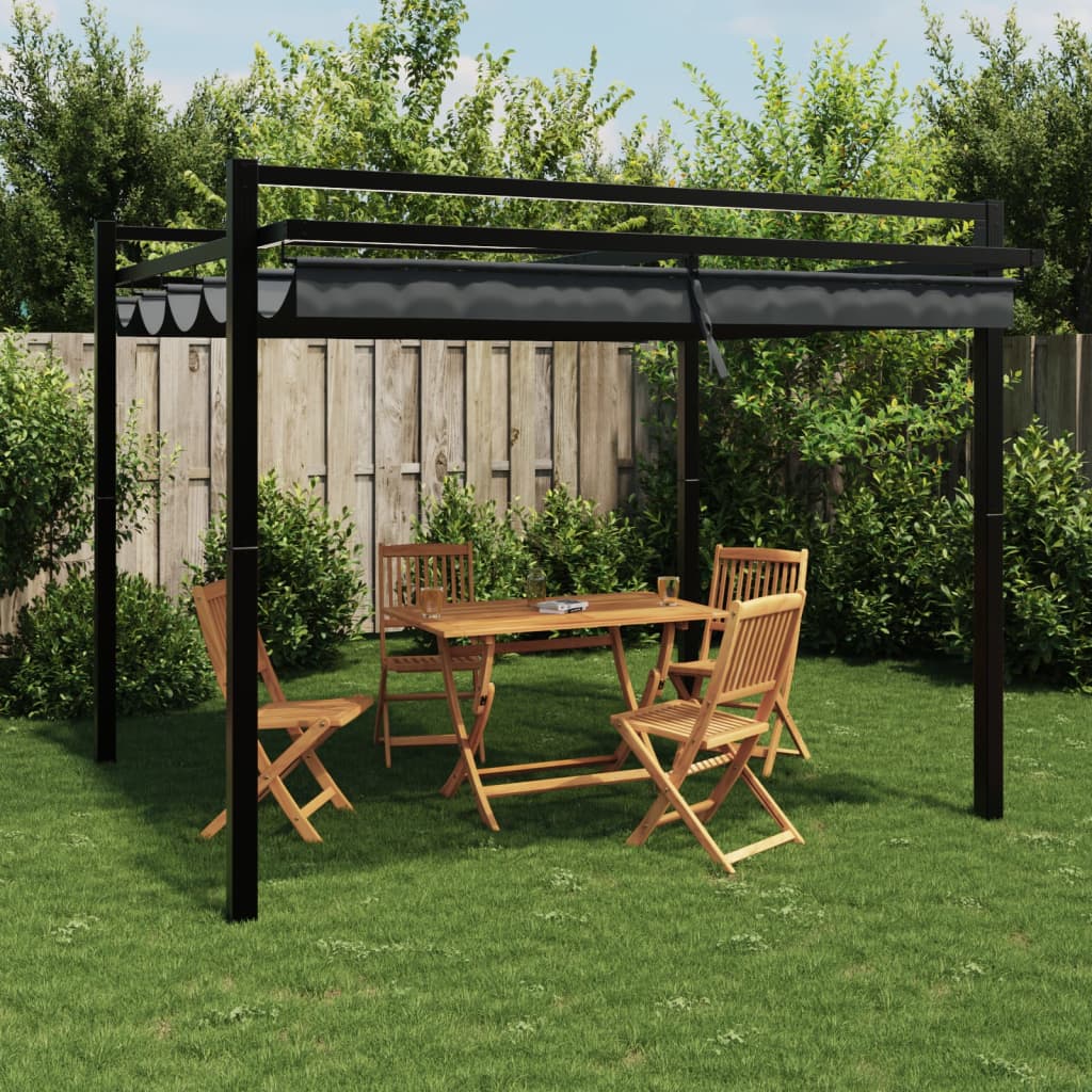 Garden Gazebo with Retractable Roof Anthracite 3x3 m Aluminium - Charlotte Dunes