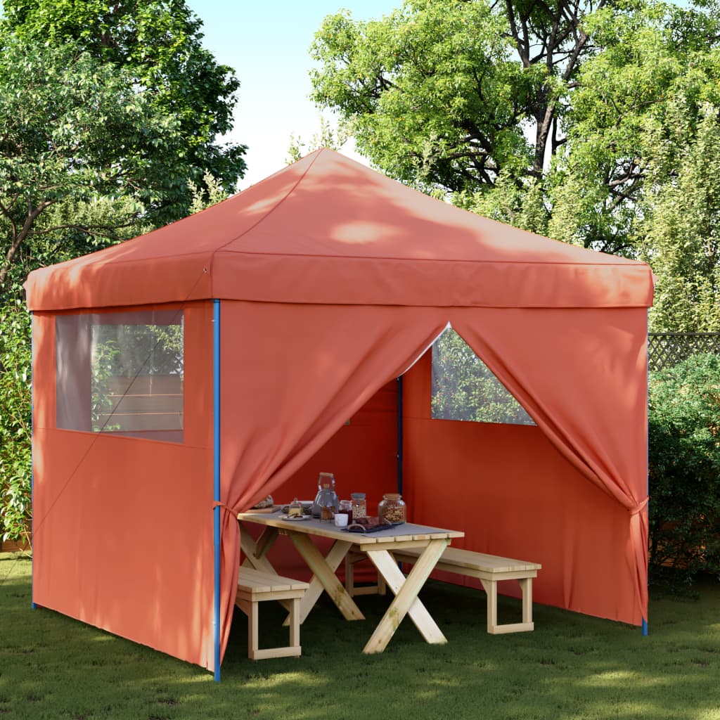 Foldable Party Tent Pop-Up with 4 Sidewalls Terracotta - vid-4004933 - Design Hut