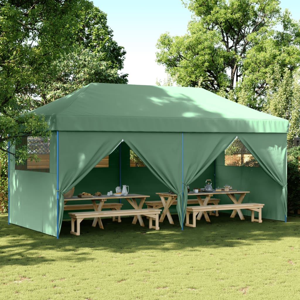 Foldable Party Tent Pop-Up with 4 Sidewalls Green - vid-4004952 - Design Hut