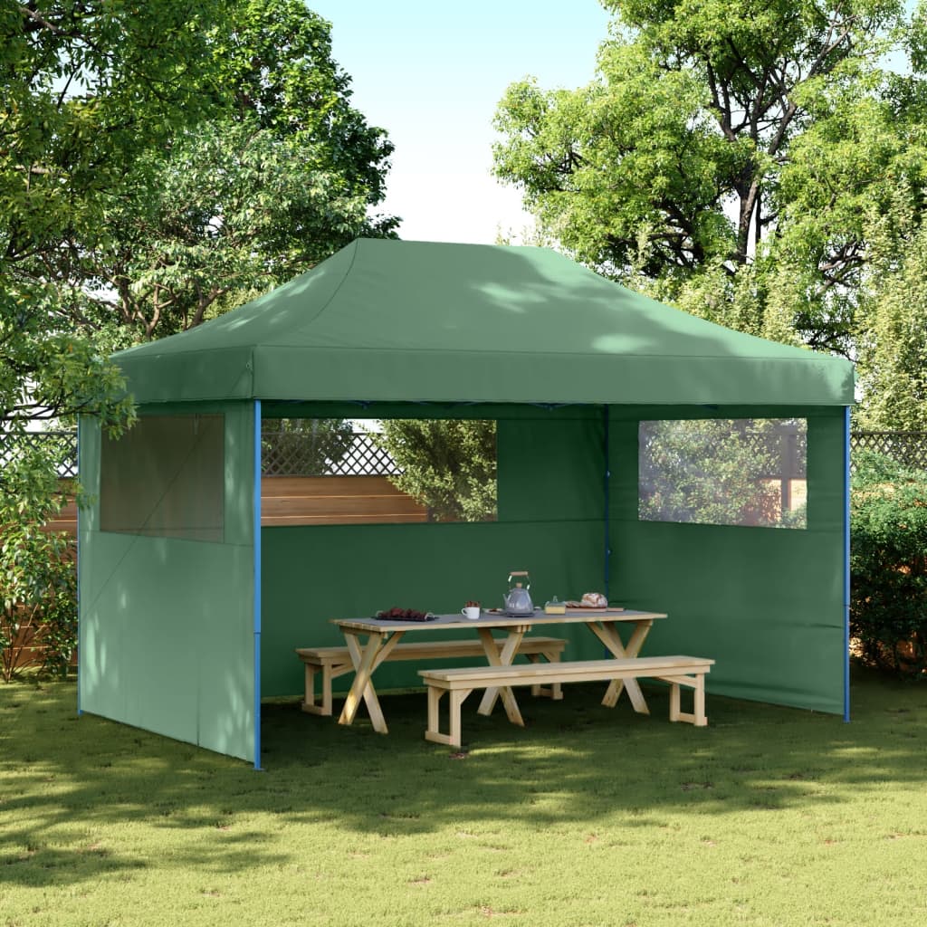 Foldable Party Tent Pop-Up with 3 Sidewalls Green - vid-4004968 - Design Hut