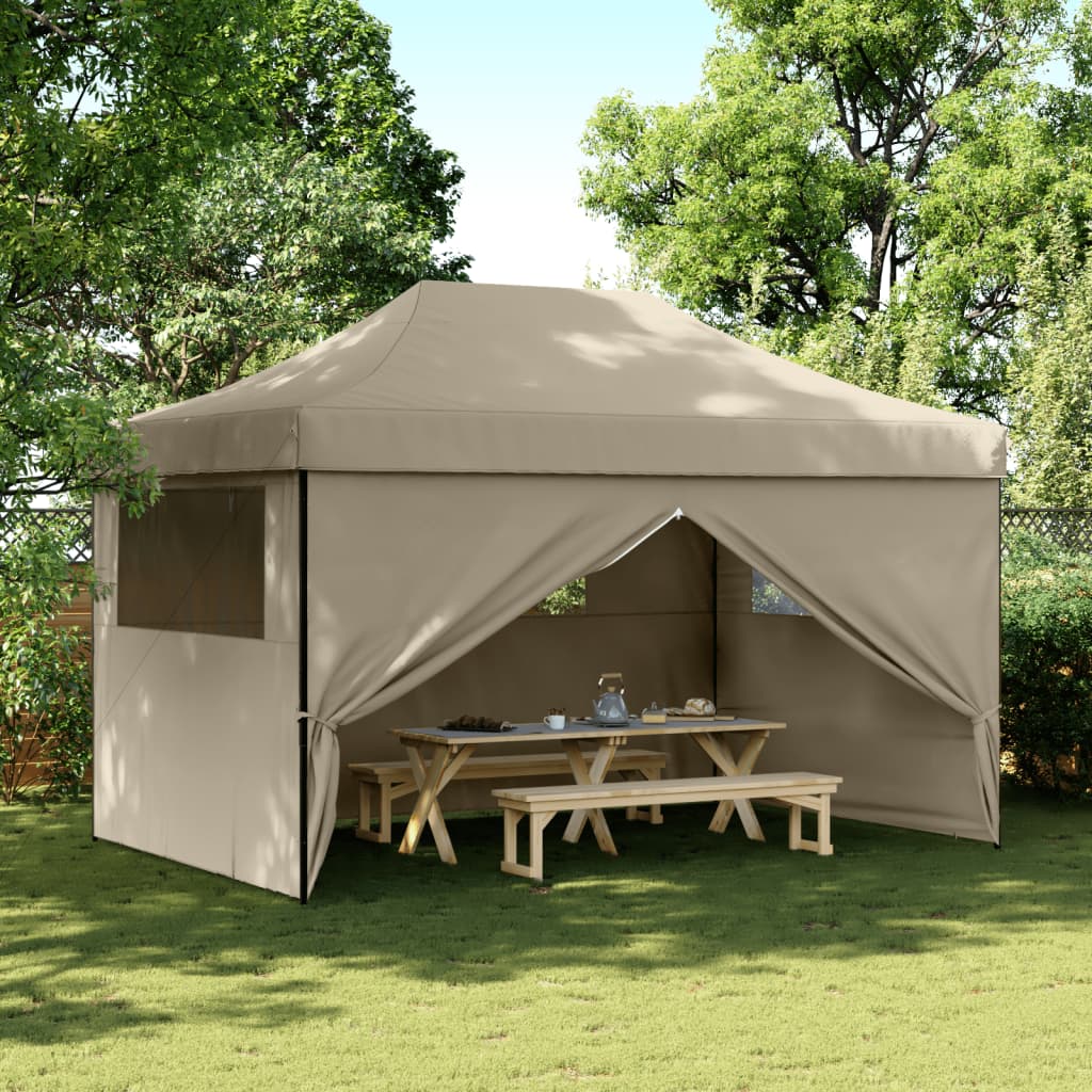 Foldable Party Tent Pop-Up with 4 Sidewalls Taupe - vid-4004978 - Design Hut
