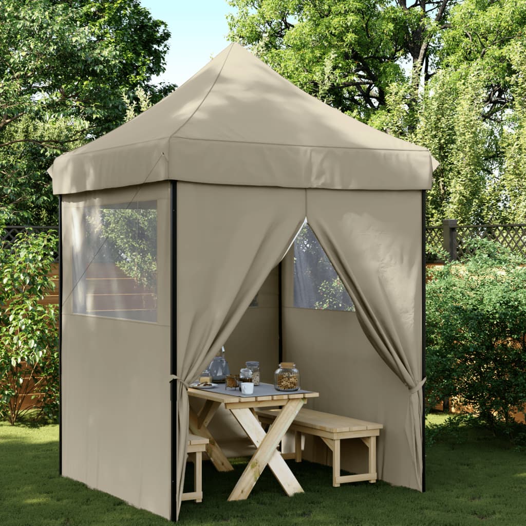 Foldable Party Tent Pop-Up with 4 Sidewalls Taupe - vid-4005002 - Design Hut