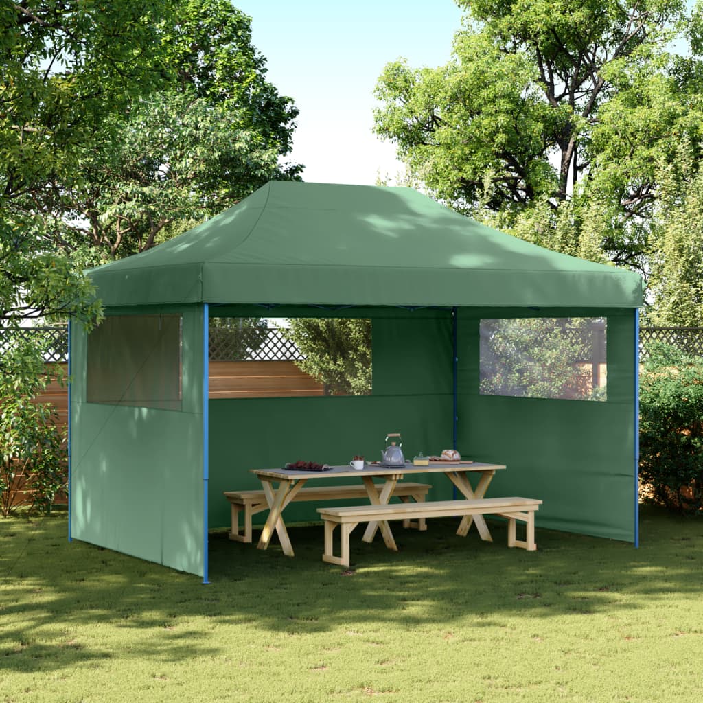 Foldable Party Tent Pop-Up with 3 Sidewalls Green - vid-4005016 - Design Hut