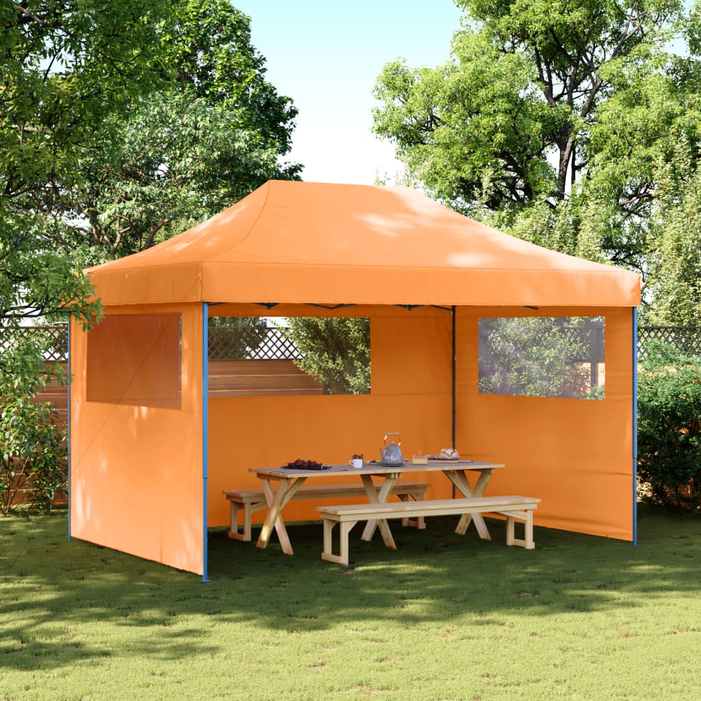 Foldable Party Tent Pop-Up with 3 Sidewalls Orange - Unbeatable Bargains