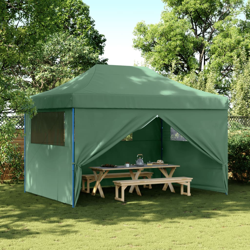 Foldable Party Tent Pop-Up with 4 Sidewalls Green - vid-4005024 - Design Hut