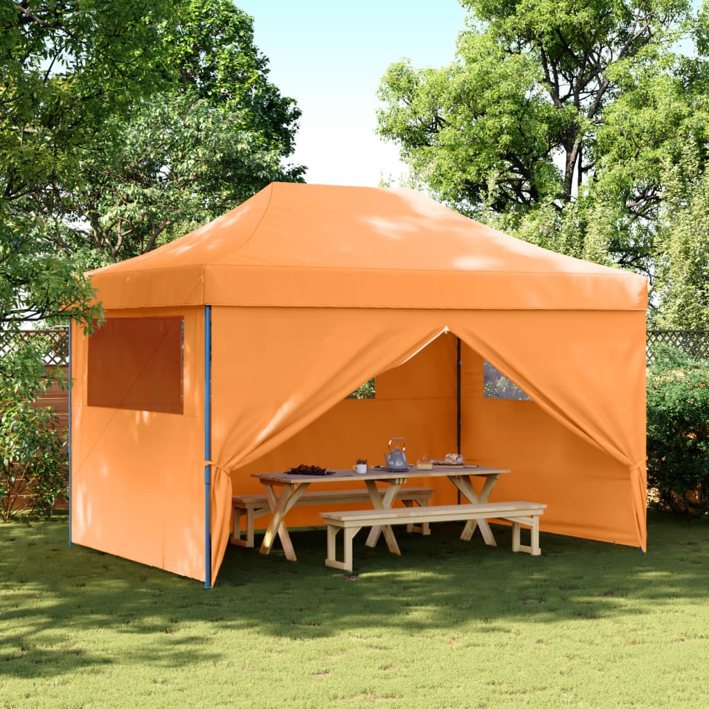 Foldable Party Tent Pop-Up with 4 Sidewalls Orange - vid-4005025 - Design Hut