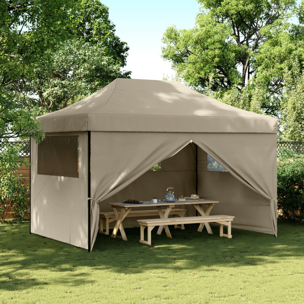 Foldable Party Tent Pop-Up with 4 Sidewalls Taupe - vid-4005026 - Design Hut