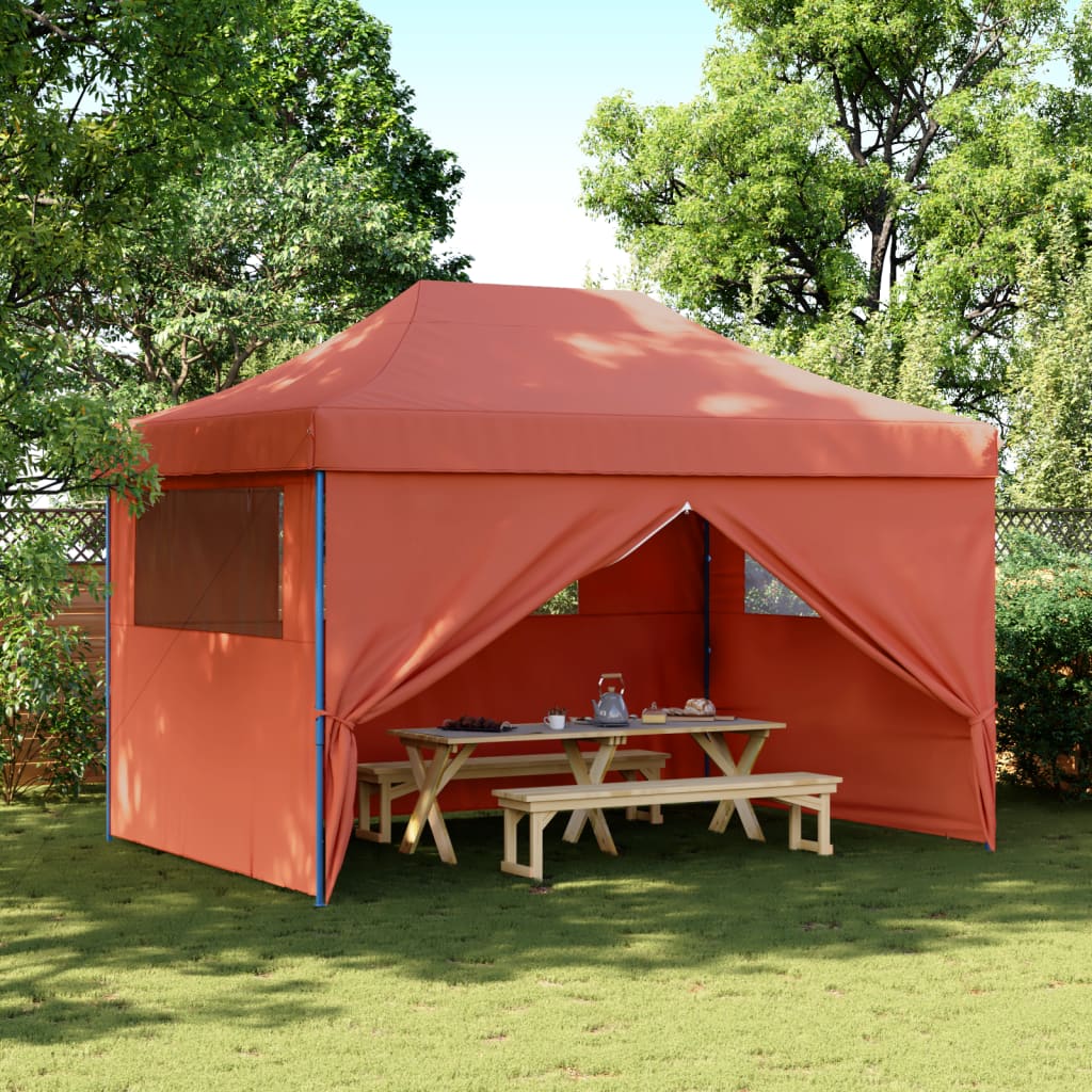 Foldable Party Tent Pop-Up with 4 Sidewalls Terracotta - vid-4005029 - Design Hut