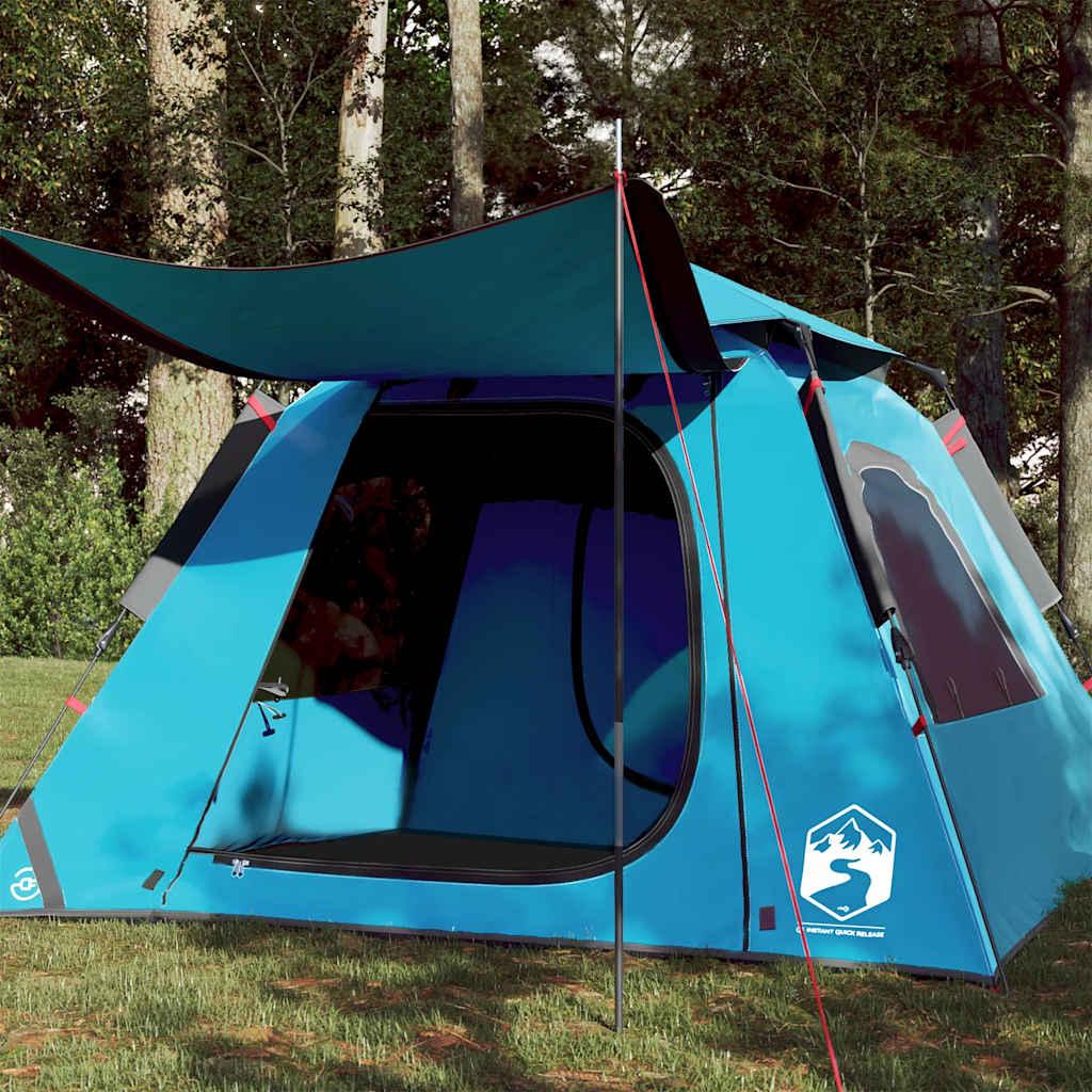 Camping Tent Dome 4-Person Blue Quick Release - The Home Maker