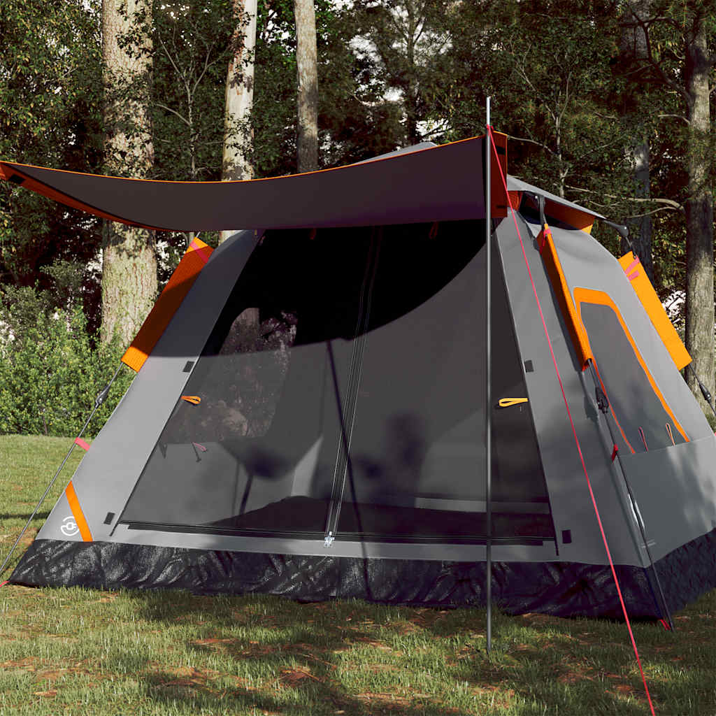 Camping Tent Dome 5-Person Grey and Orange Quick Release - Merkel Designers