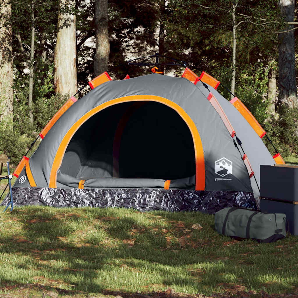 Camping Tent 2-Person Grey and Orange Quick Release - Charlotte Dunes