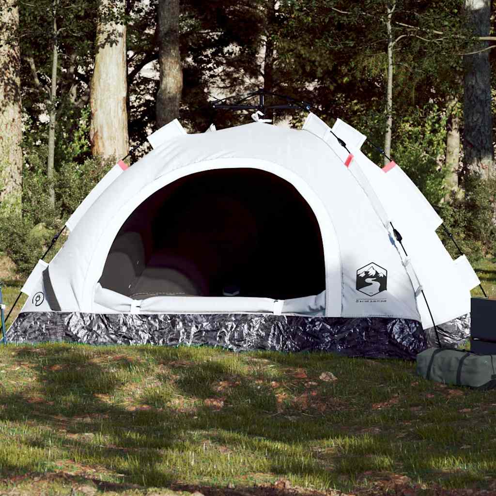 Camping Tent 4-Person White Blackout Fabric Quick Release - Charlotte Dunes