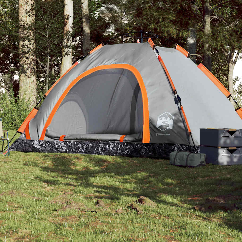 Camping Tent 5-Person Grey and Orange Quick Release - Charlotte Dunes