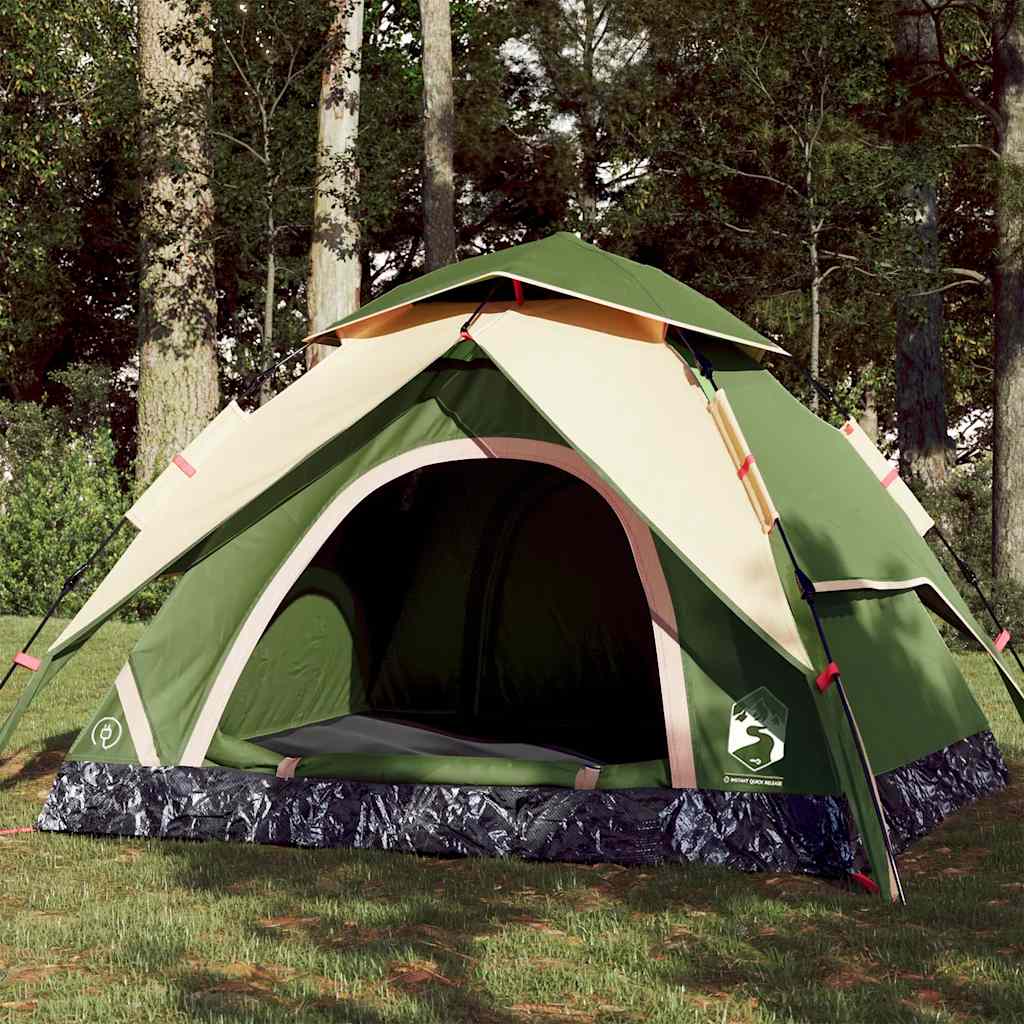 Camping Tent Dome 3-Person Green Quick Release - Direct Imports