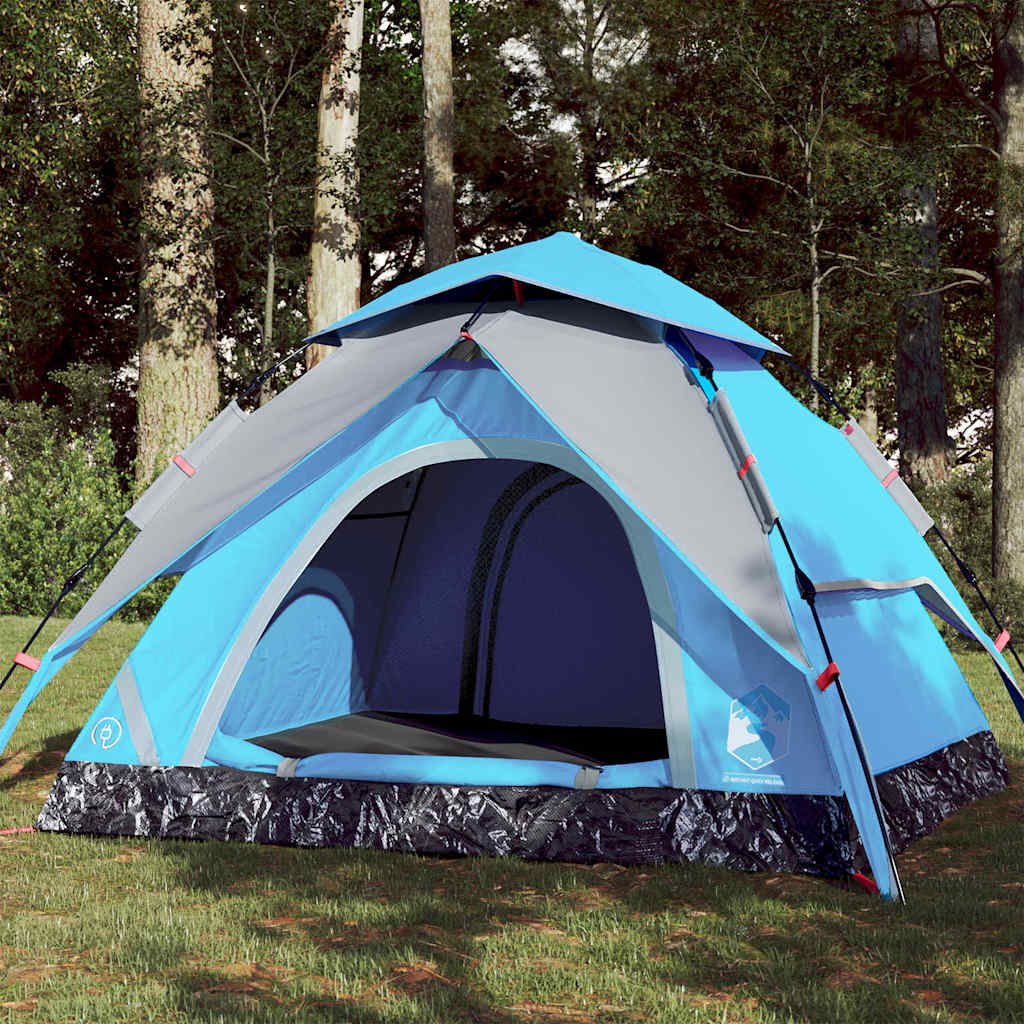 Camping Tent Dome 3-Person Blue Quick Release - All Things Good