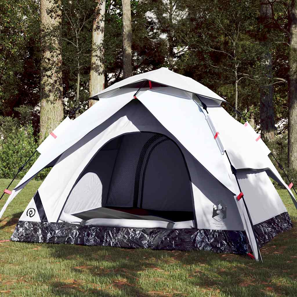 Camping Tent Dome 3-Person White Blackout Fabric Quick Release - Sid & Sam