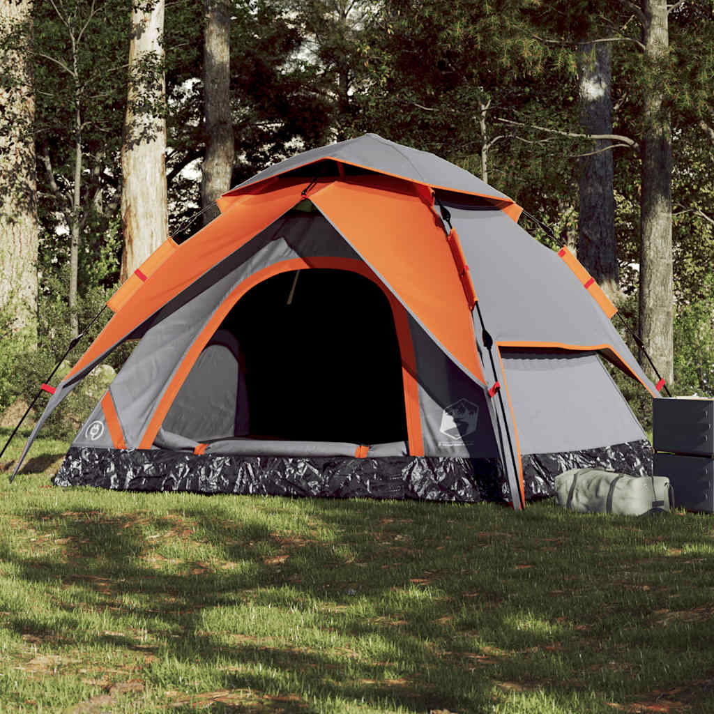 Camping Tent Dome 5-Person Grey and Orange Quick Release - Style and Chic