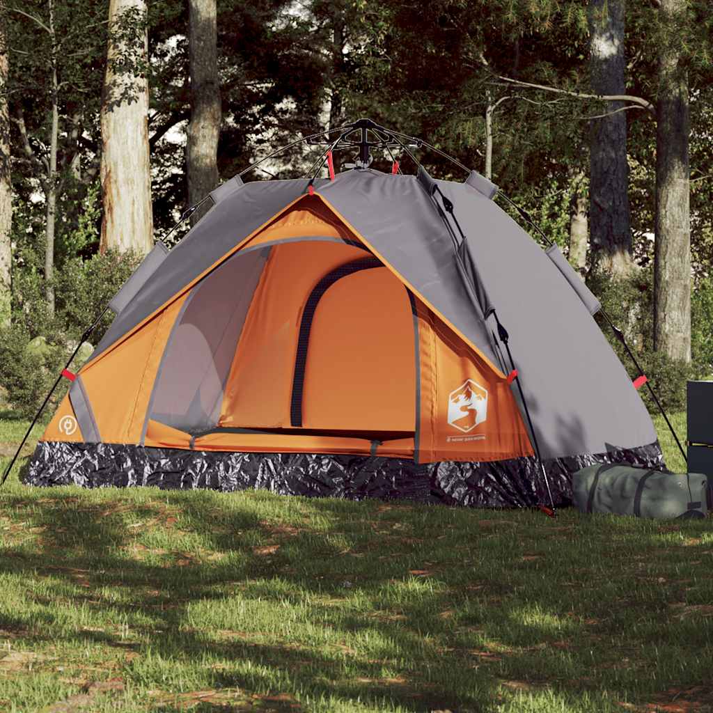 Camping Tent Dome 2-Person Grey and Orange Quick Release - Charlotte Dunes