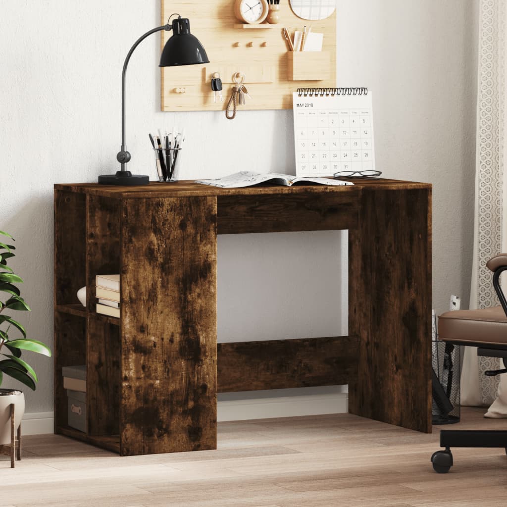 Desk Smoked Oak 102x50x75 cm Engineered Wood - Decor Base