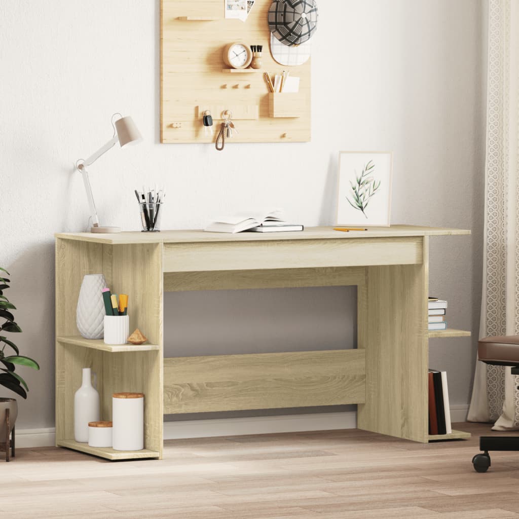Desk Sonoma Oak 140x50x75 cm Engineered Wood - Decor Base