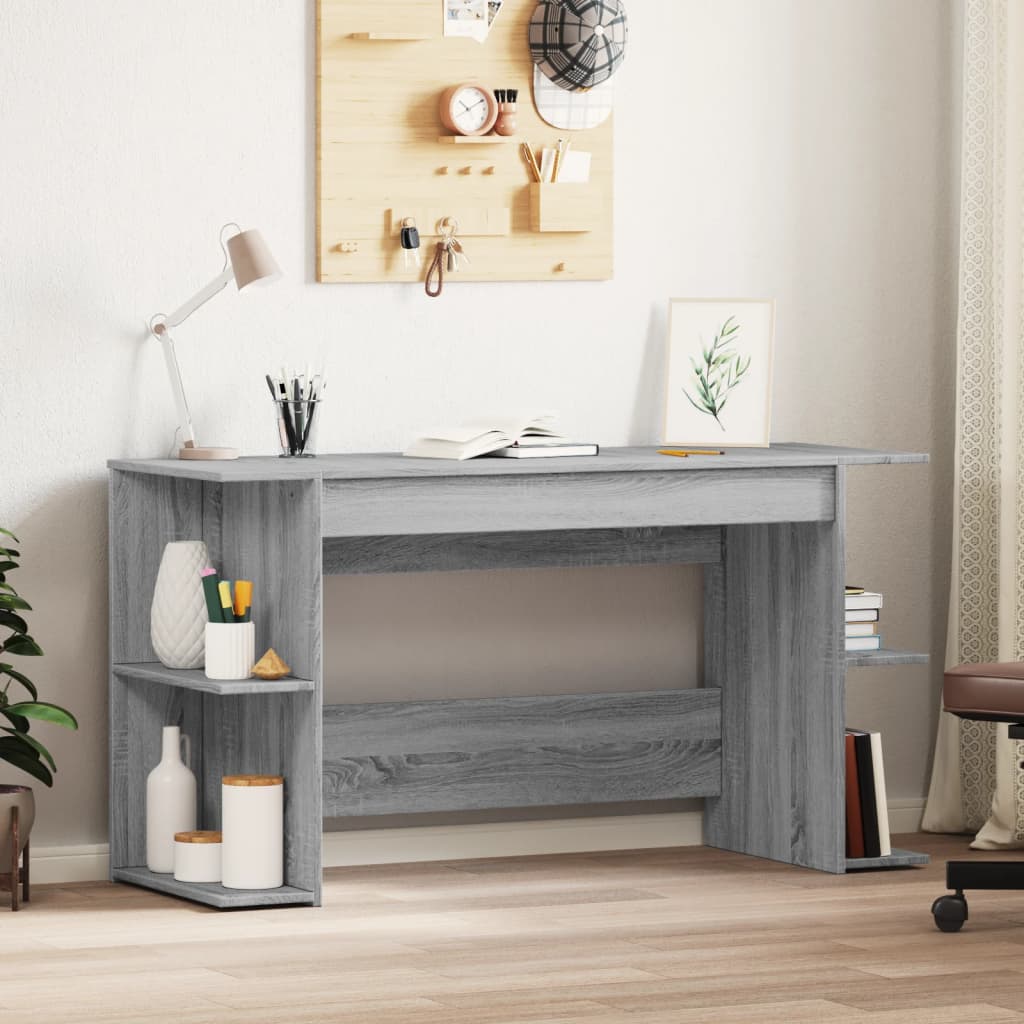 Desk Grey Sonoma 140x50x75 cm Engineered Wood - Decor Base