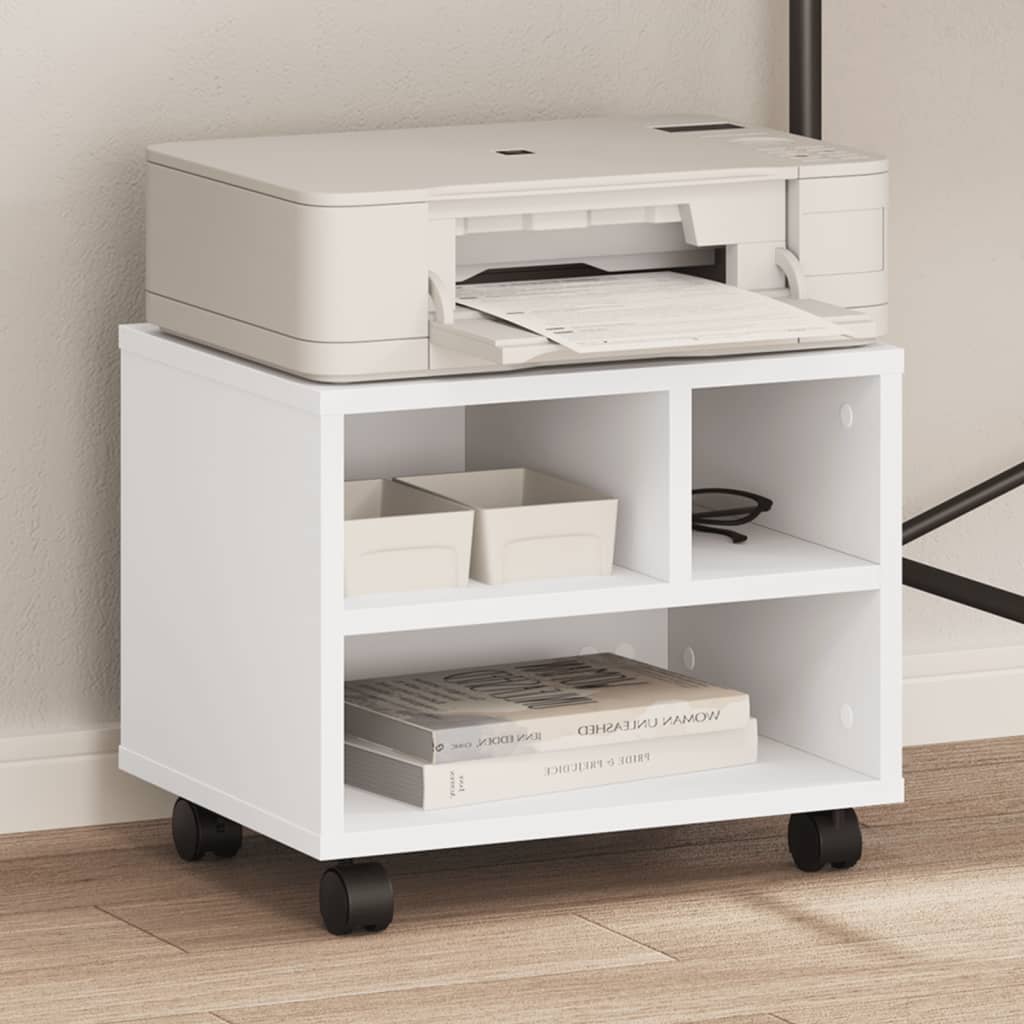 Printer Stand with Wheels White 41x32x34,5 cm - Brittle & Co