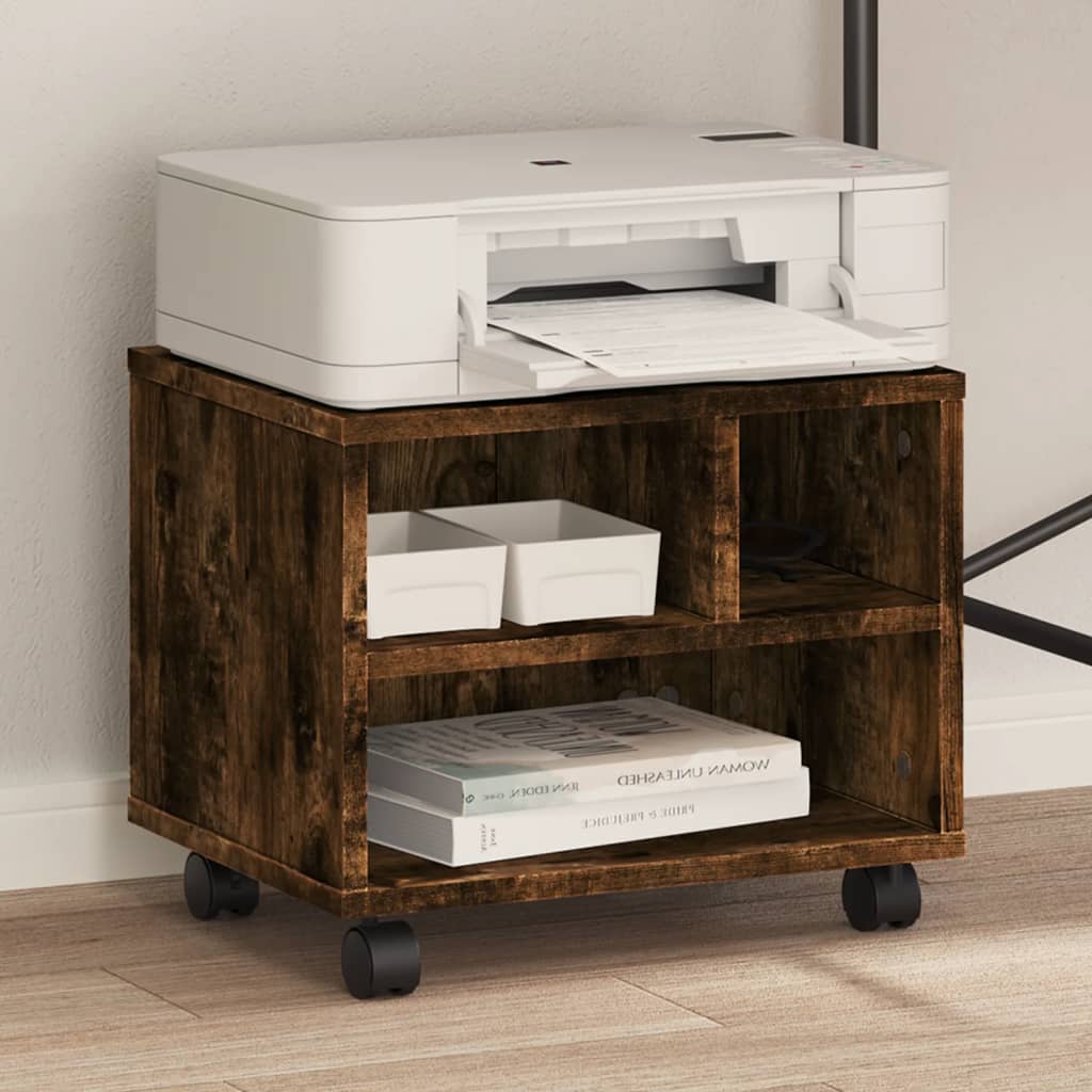 Printer Stand with Wheels Smoked Oak 41x32x34,5 cm - Brittle & Co