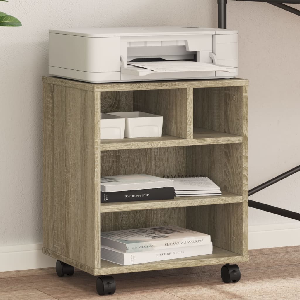 Printer Stand with Wheels Sonoma Oak 41x32x48 cm - Brittle & Co