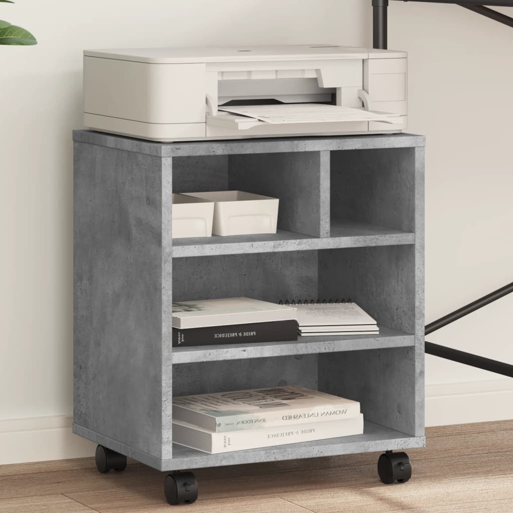 Printer Stand with Wheels Concrete Grey 41x32x48 cm - Brittle & Co