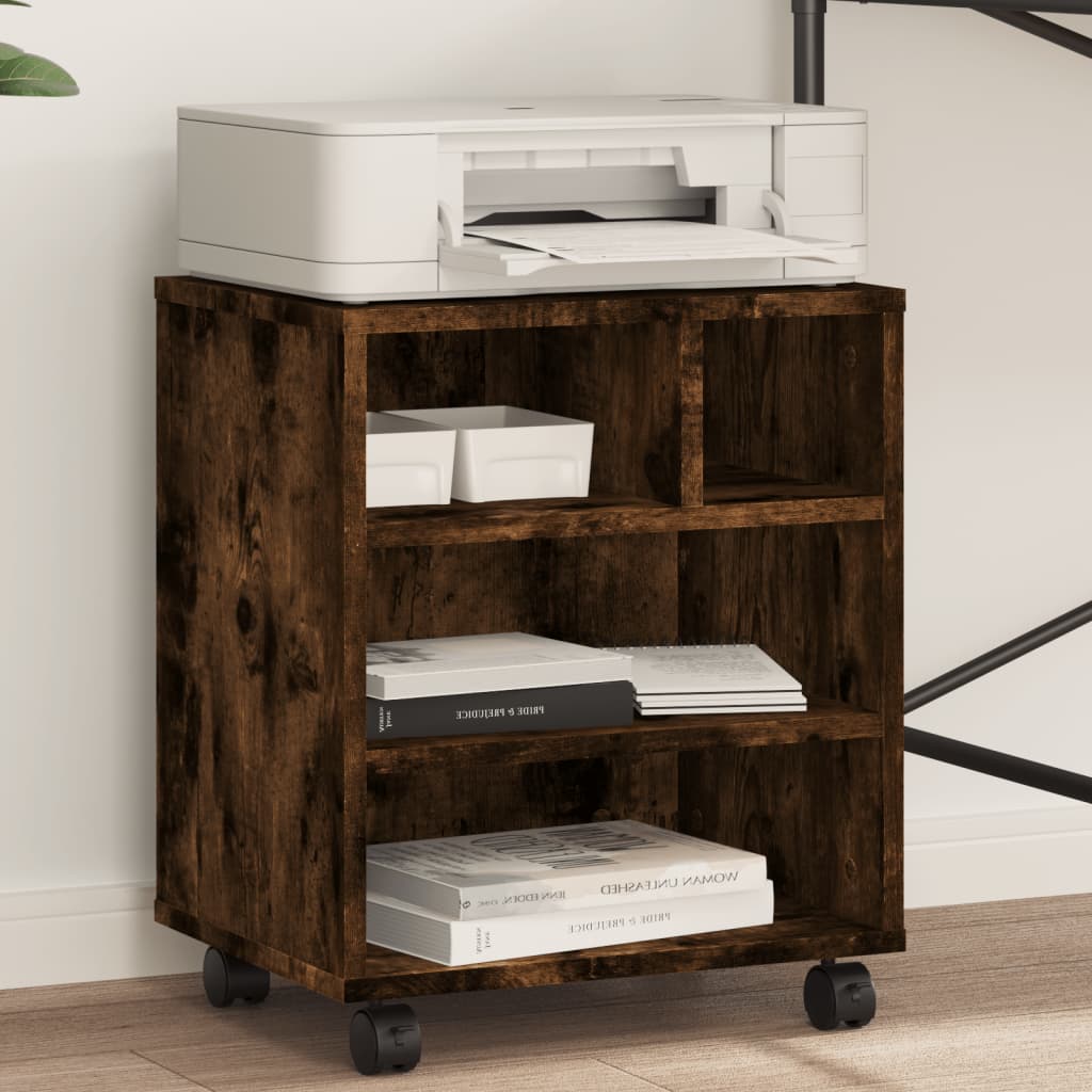 Printer Stand with Wheels Smoked Oak 41x32x48 cm - Brittle & Co
