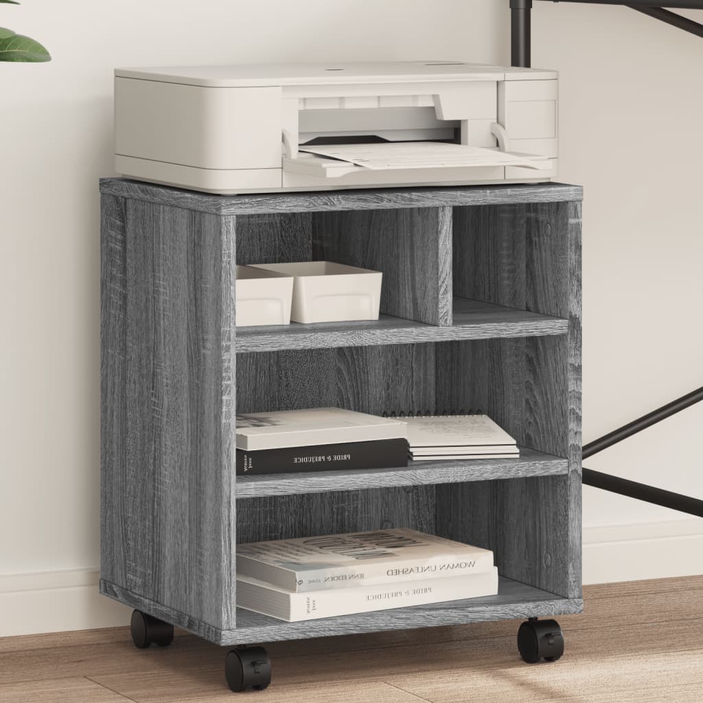 Printer Stand with Wheels Grey Sonoma 41x32x48 cm - Brittle & Co