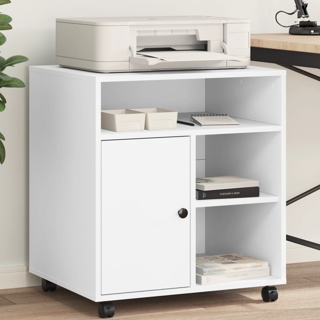 Printer Stand with Wheels White 60x50x67 cm - Decor Base