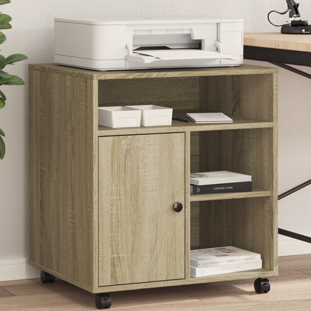 Printer Stand with Wheels Sonoma Oak 60x50x67 cm - Decor Base