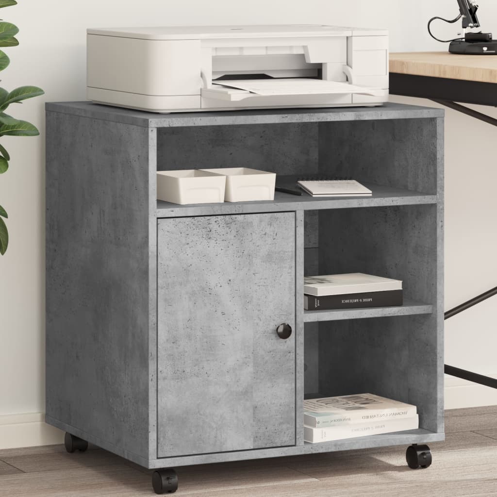 Printer Stand with Wheels Concrete Grey 60x50x67 cm - Decor Base