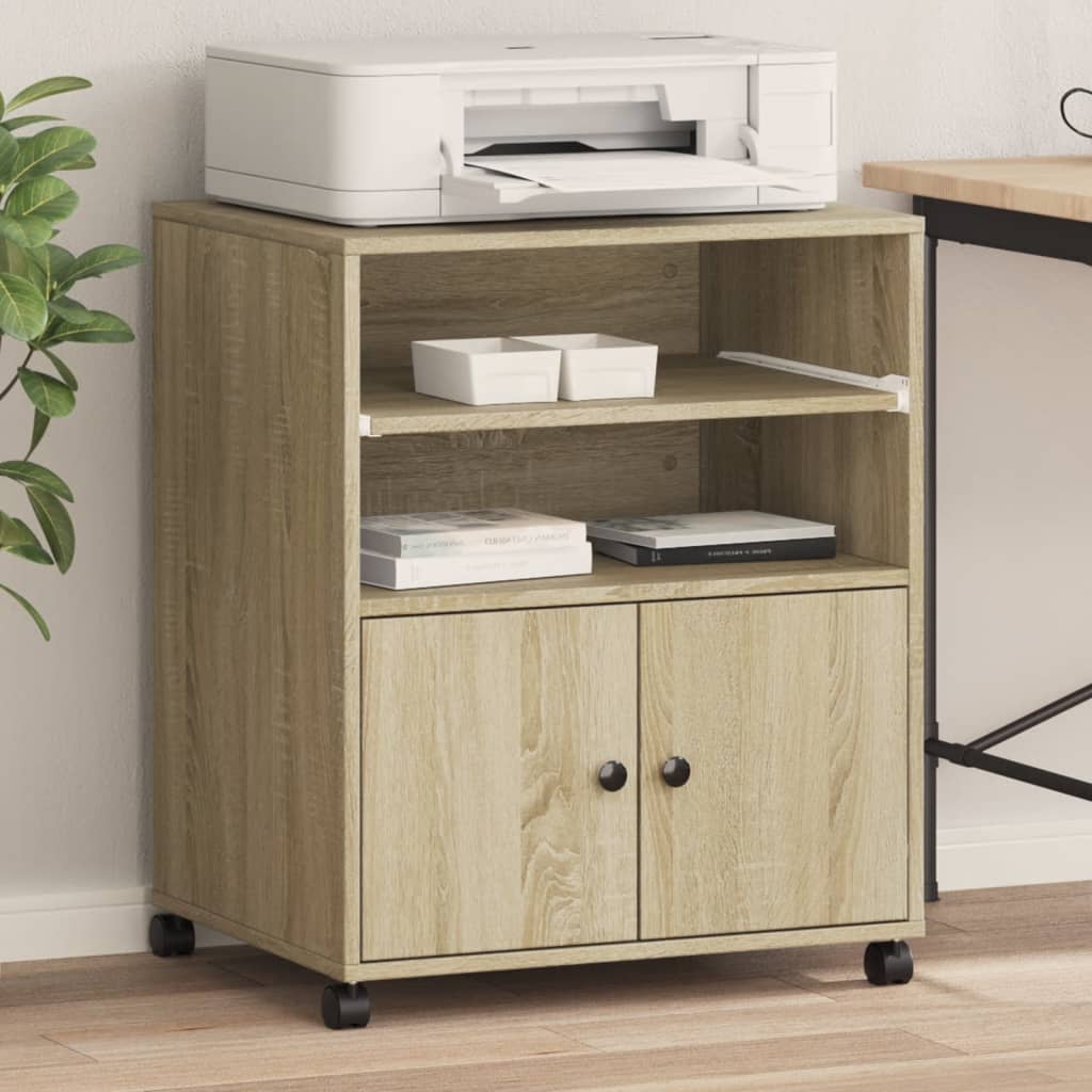 Printer Stand with Wheels Sonoma Oak 60x48x74 cm - Decor Base