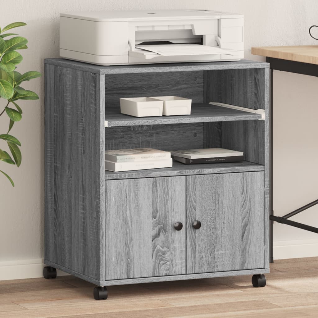 Printer Stand with Wheels Grey Sonoma 60x48x74 cm - Decor Base