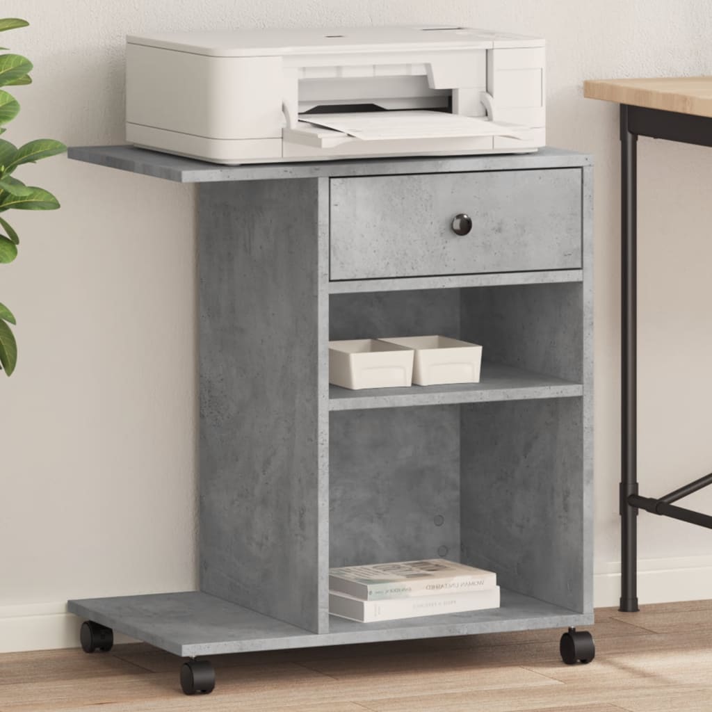 Printer Stand with Wheels Concrete Grey 60x40x68.5 cm - Decor Base
