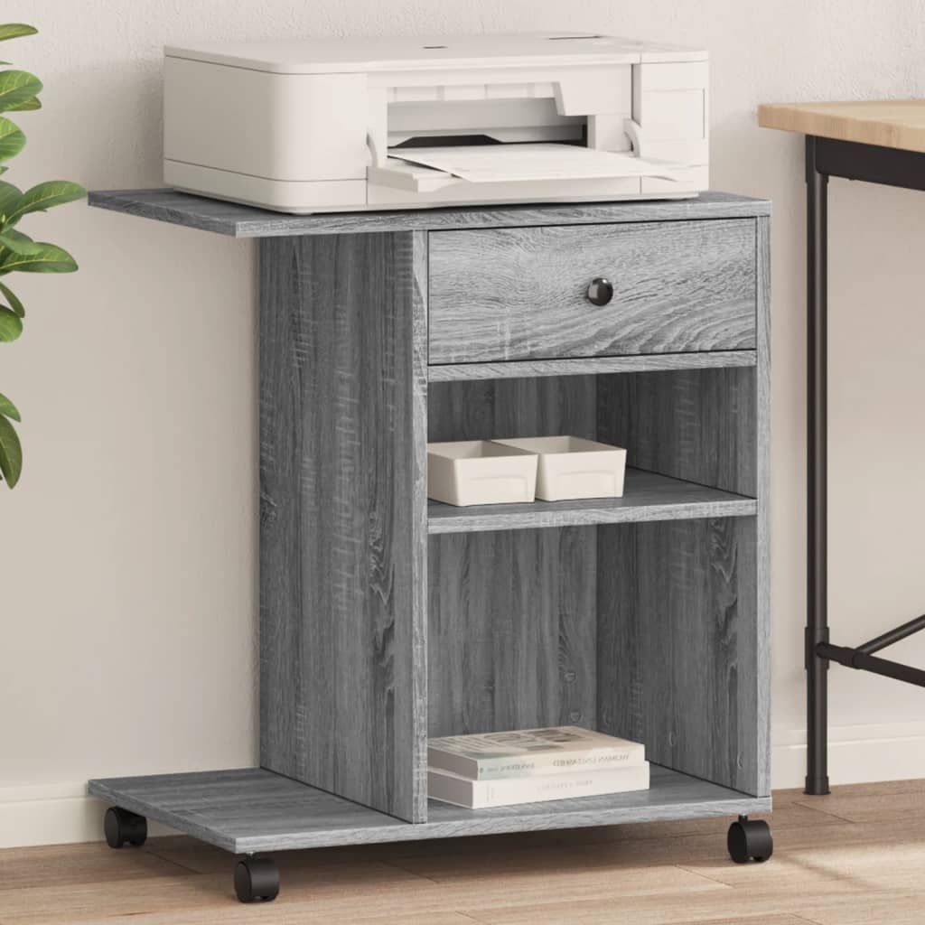 Printer Stand with Wheels Grey Sonoma 60x40x68.5 cm - Decor Base