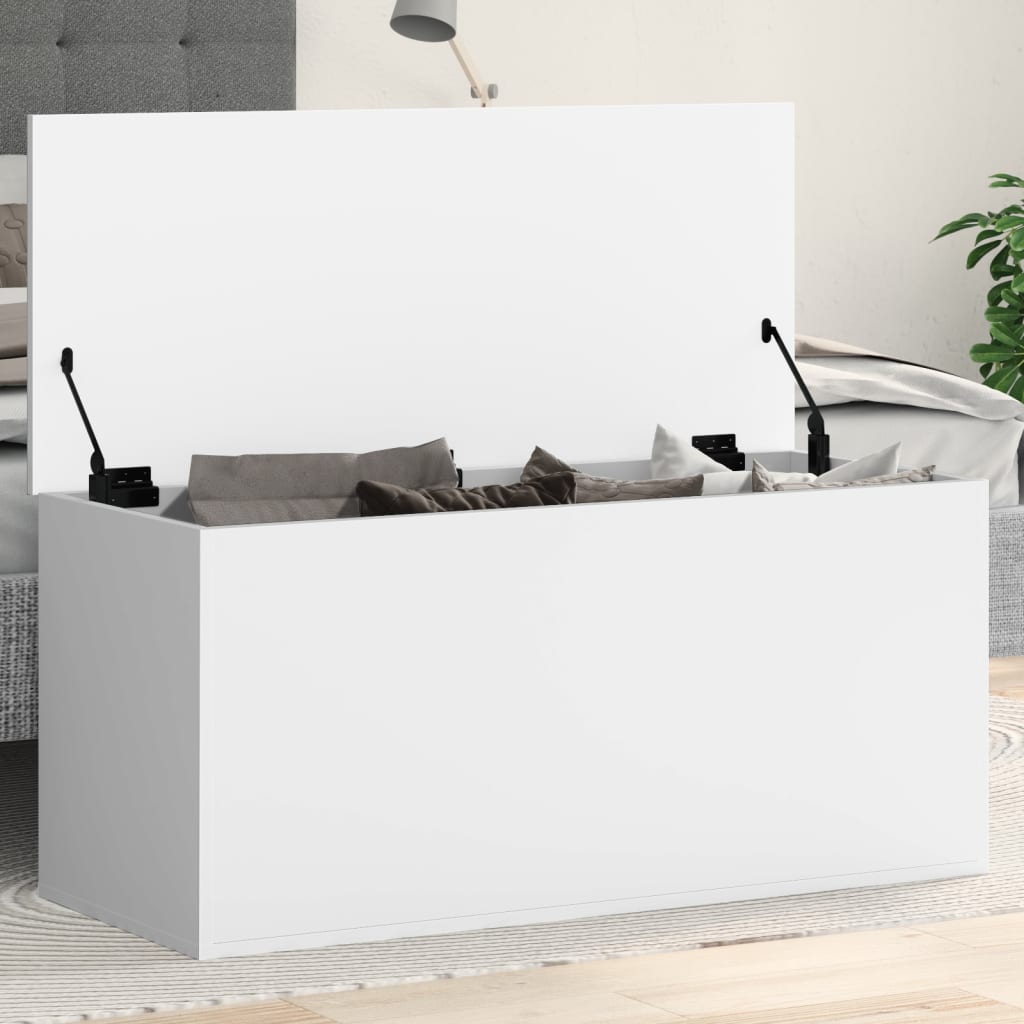 Storage Box White 100x42x46 cm Engineered Wood - Charlotte Dunes