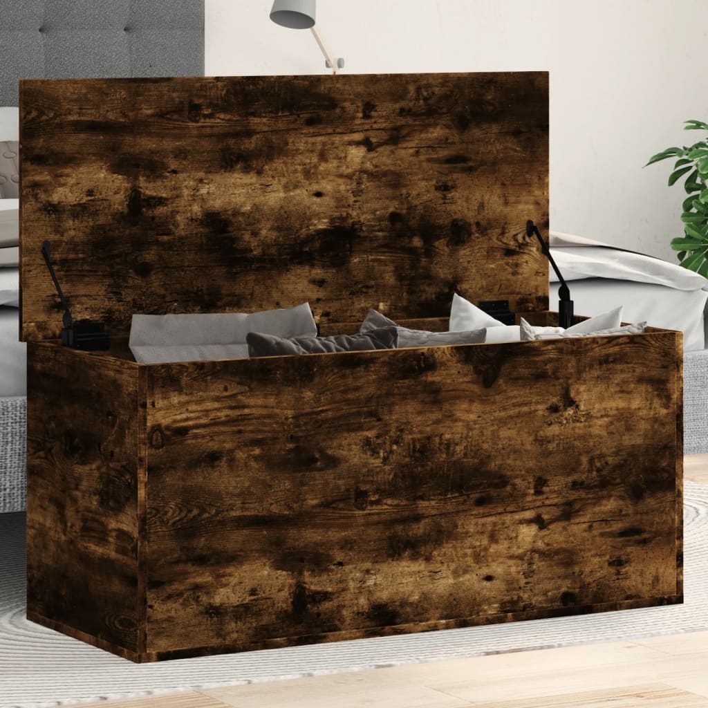 Storage Box Smoked Oak 100x42x46 cm Engineered Wood - Discount Dealers