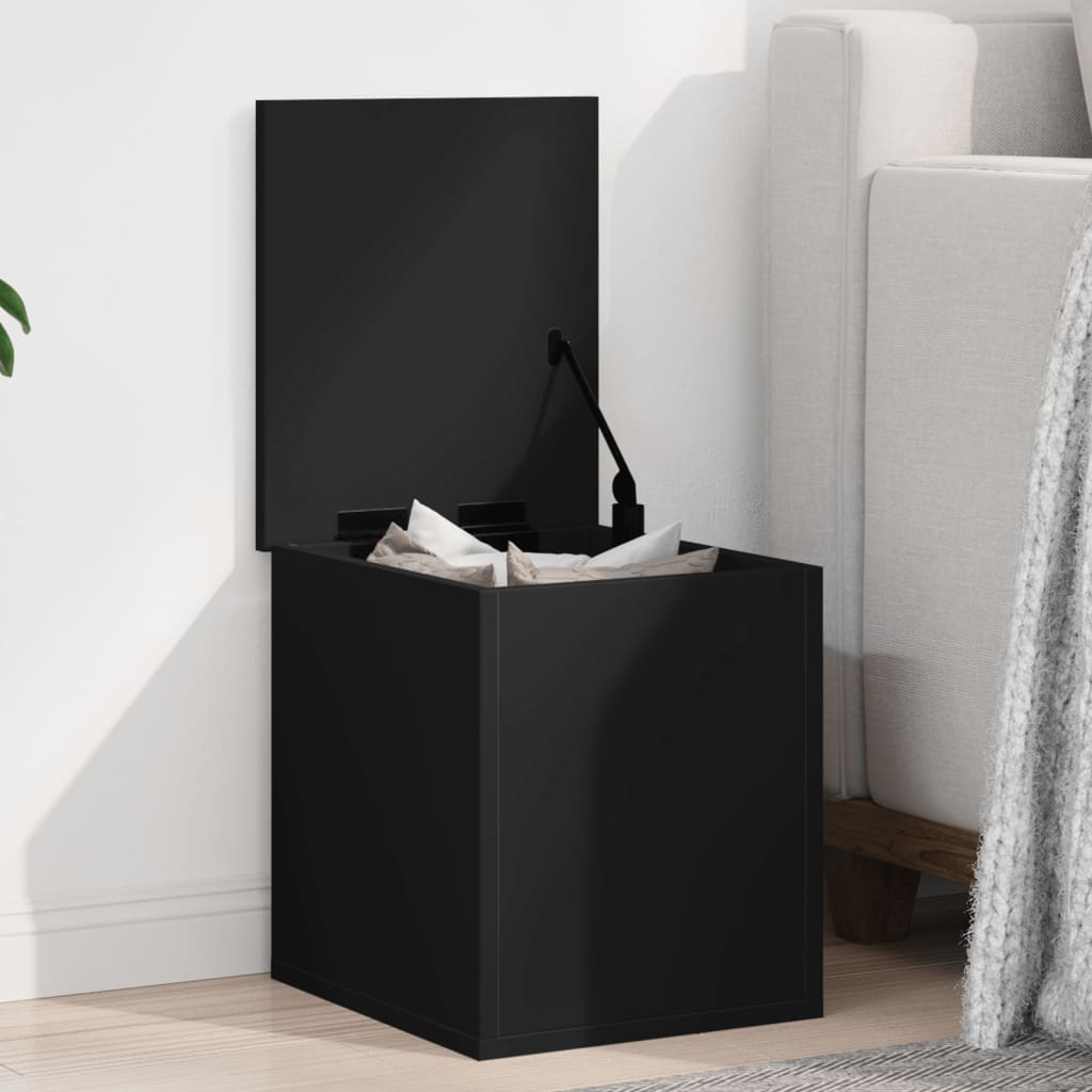 Storage Box Black 30x35x35 cm Engineered Wood - Design Hut