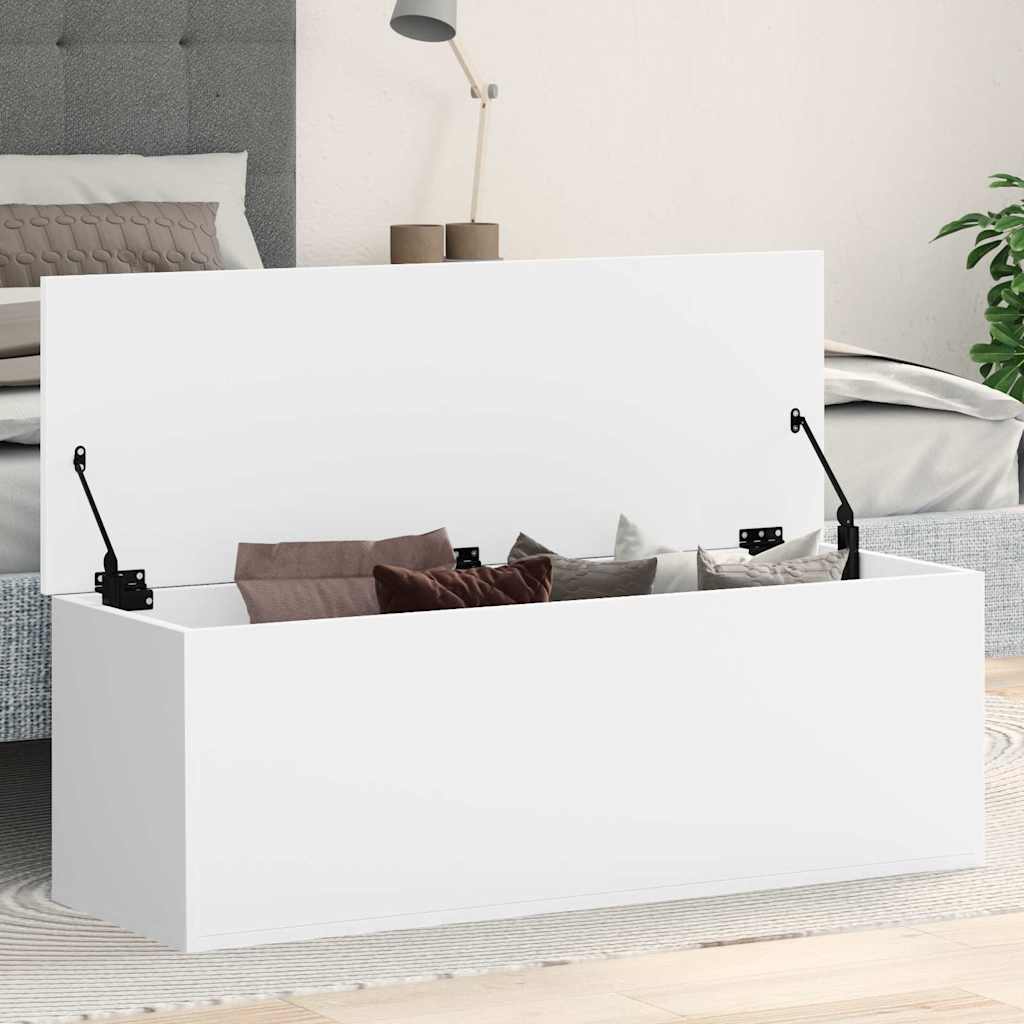 Storage Box White 102x35x35 cm Engineered Wood - Design Hut