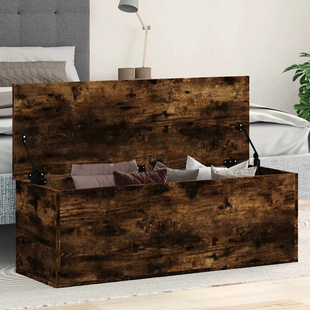Storage Box Smoked Oak 102x35x35 cm Engineered Wood - Design Hut